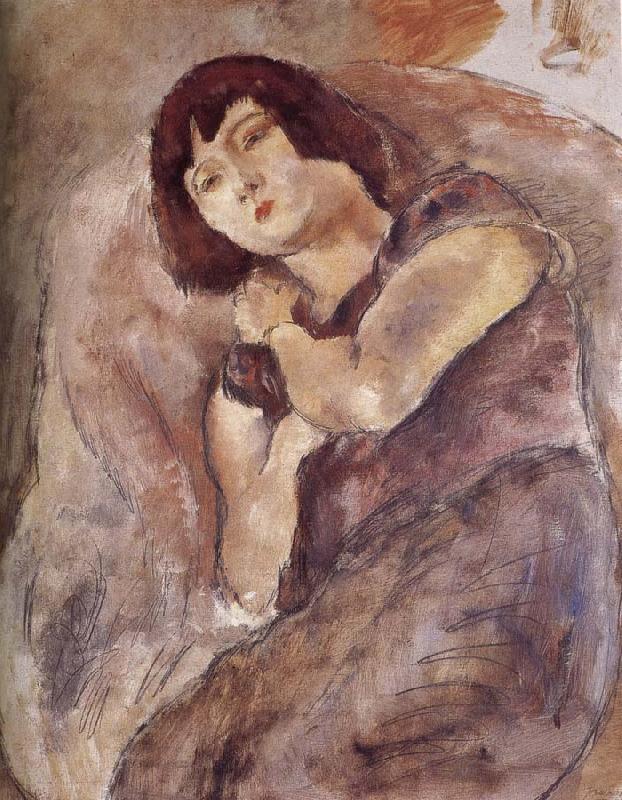 Jules Pascin Lucy wearing the purple oil painting picture